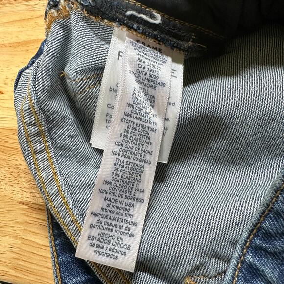 Frame NWT Le Mini Boot Snakeskin Leather Patchwork Front Jeans Size 25 Mid Rise - Picture 9 of 12